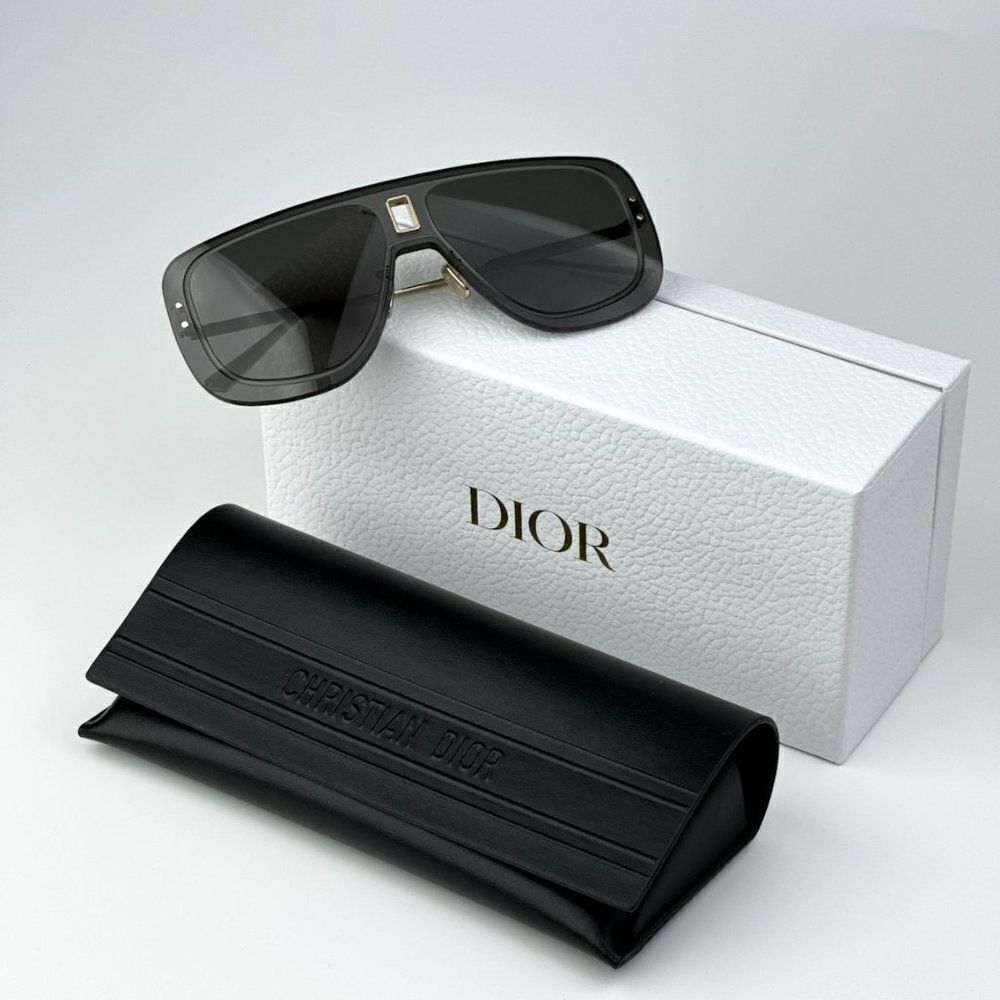 NEW Dior ULTRADIOR MU B0A0 Gold Grey Unisex Mask Sunglasses